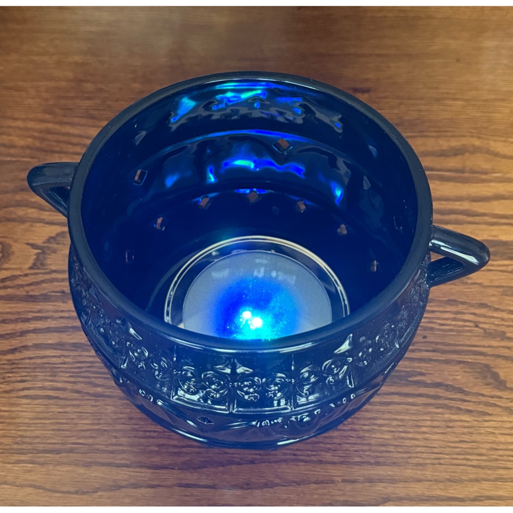 PartyLite Halloween Spellbound Cauldron Jar Holder Black and Color Changing Base - Picture 14 of 15